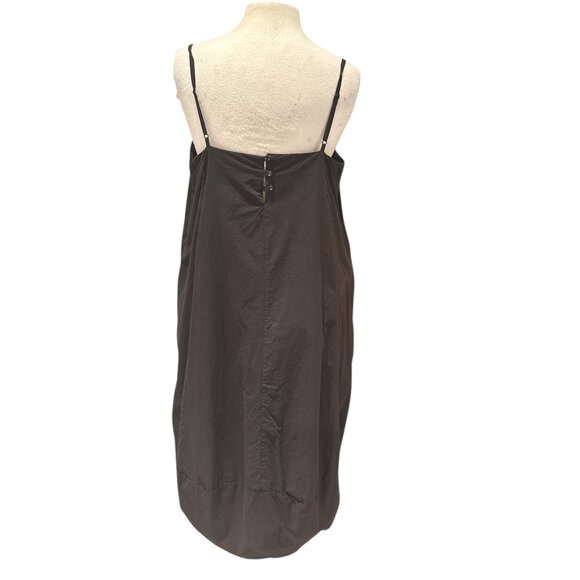 Self Contrast Black Cotton Midi Slip Dress Adjustable Straps Womens L - Picture 3 of 8